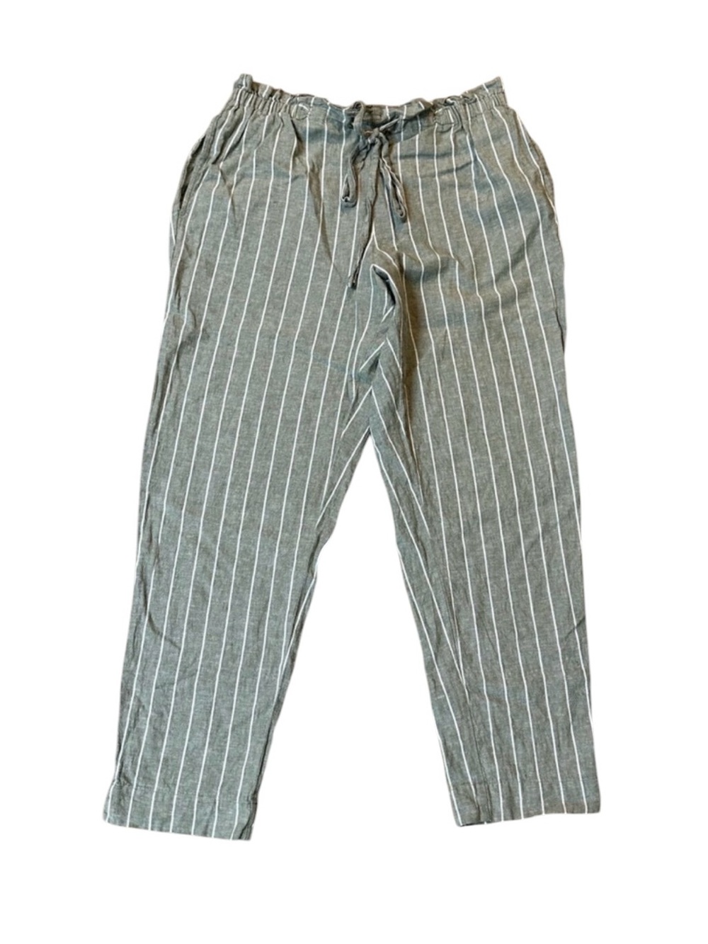 Light Green Striped Linen Pants
